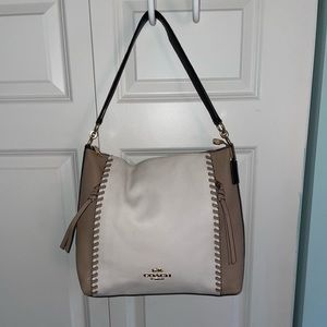 Coach purse, tan and white leather. Minimally worn